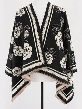 Black & Cream Floral Wrap scarf